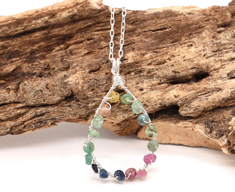 Multi-Coloured Tourmaline Sterling Necklace: Natural Gemstones on Silver