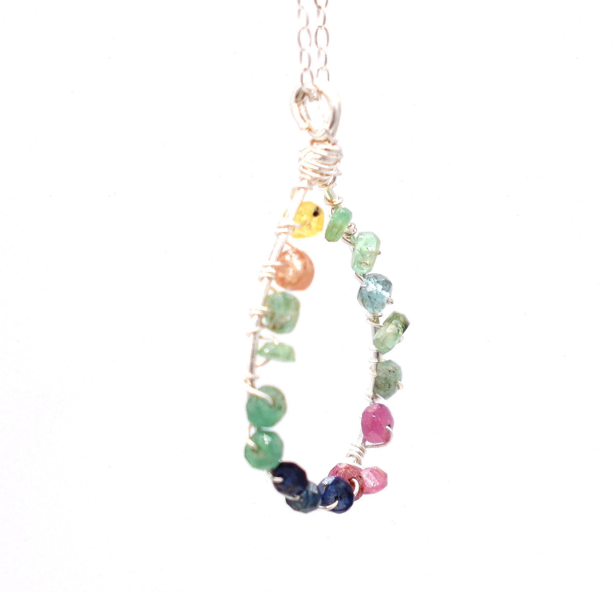 Multi-Coloured Tourmaline Sterling Necklace: Natural Gemstones on Silver
