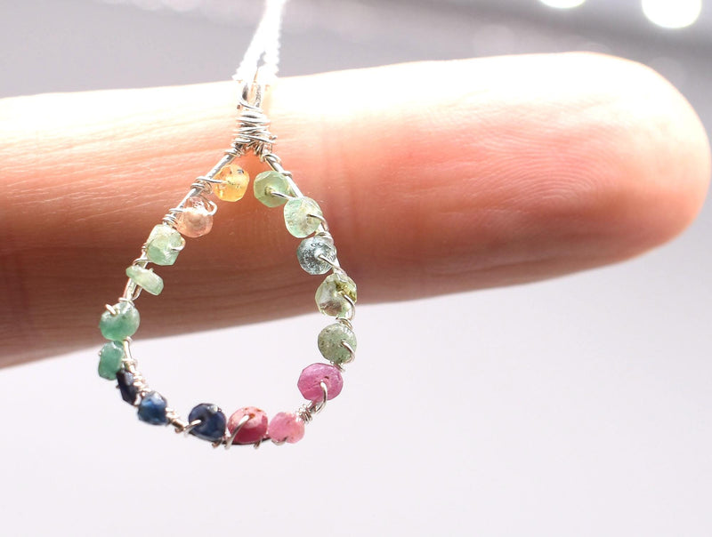 Multi-Coloured Tourmaline Sterling Necklace: Natural Gemstones on Silver