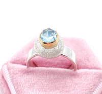 Sky Blue Topaz Sterling Silver and Gold Ring: Handmade Natural Gemstone Jewellery