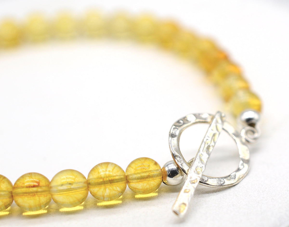 Citrine Bracelet with Handmade Silver Fastener