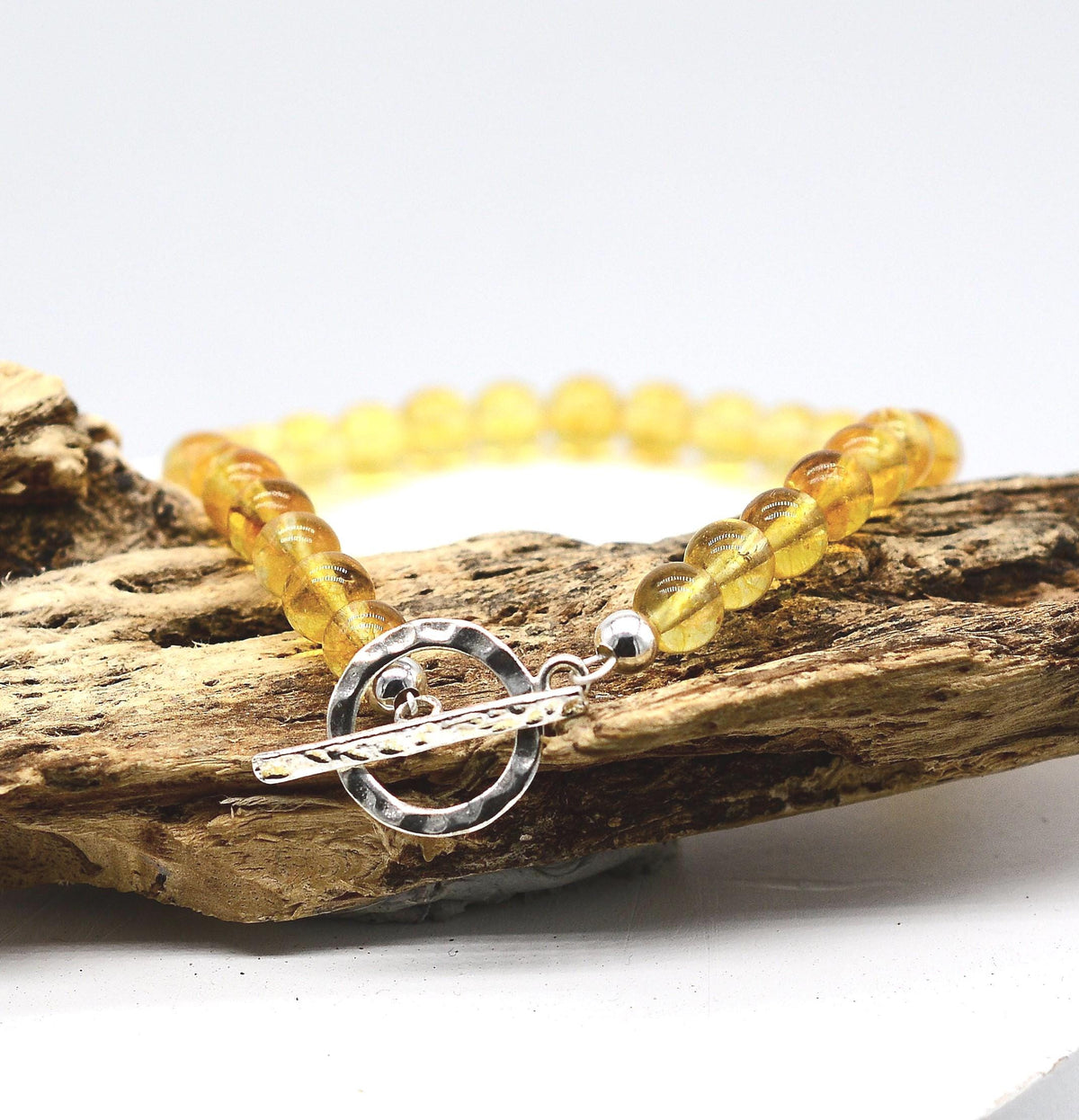 Citrine Bracelet with Handmade Silver Fastener