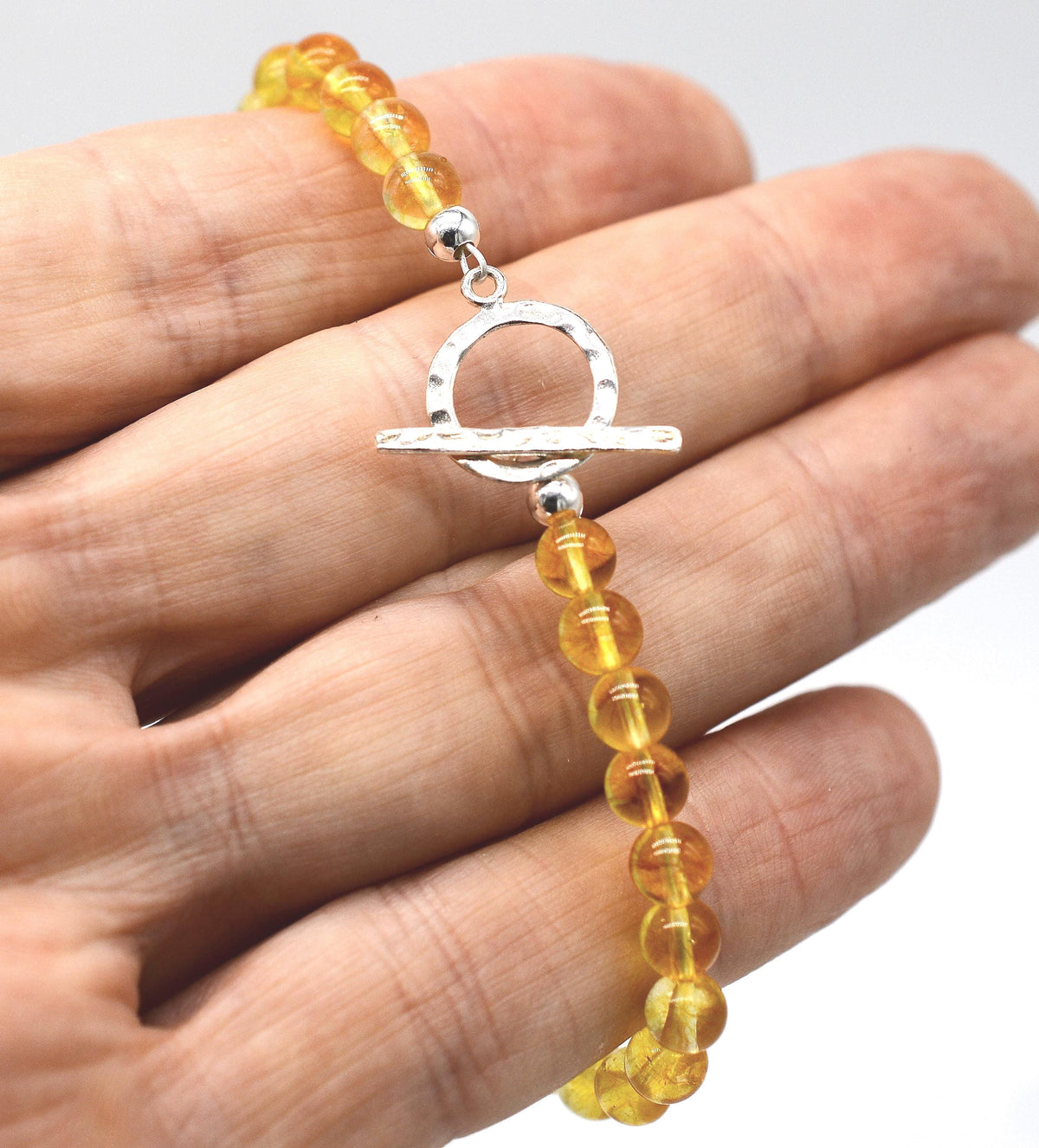 Citrine Bracelet with Handmade Silver Fastener