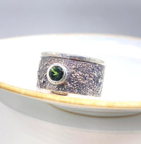 Green Tourmaline Silver Ring Handmade