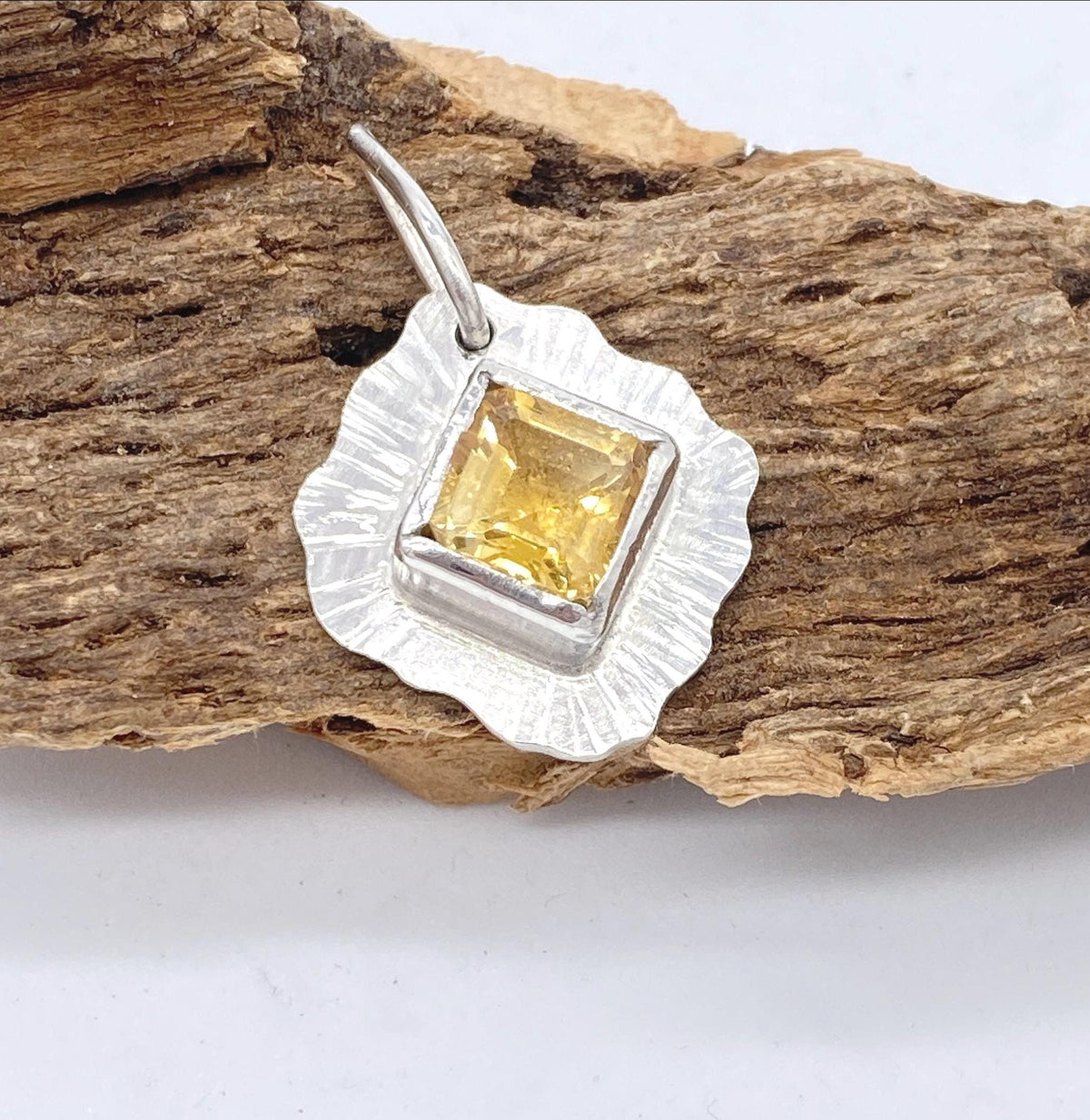 Citrine Sterling Silver Pendant Handmade: Ethically Sourced Natural Citrine