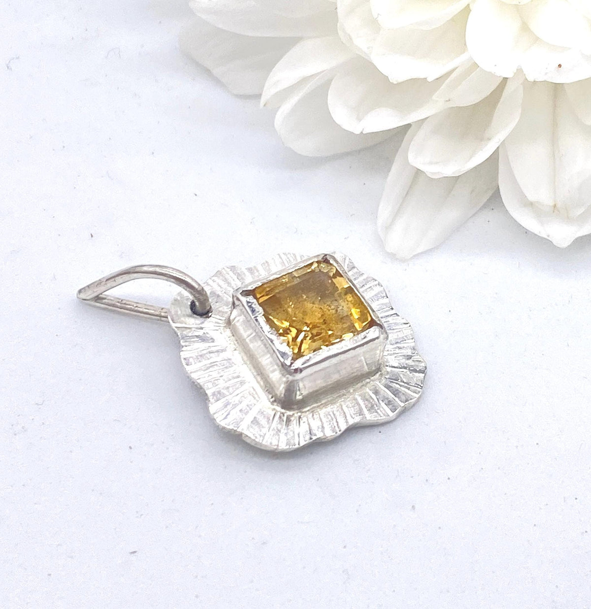 Citrine Sterling Silver Pendant Handmade: Ethically Sourced Natural Citrine