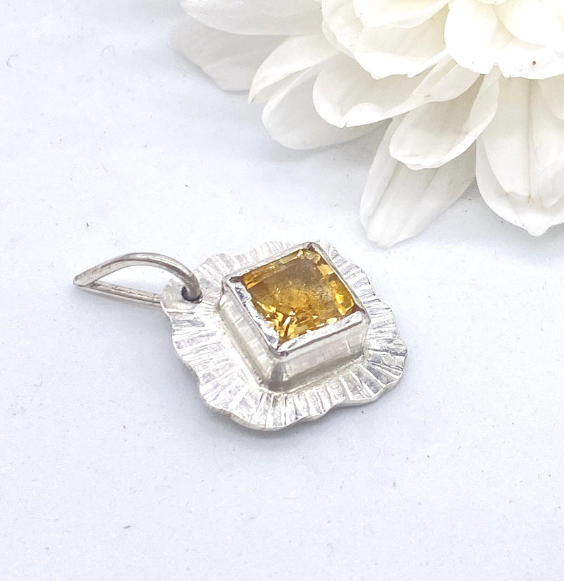 Citrine Sterling Silver Pendant Handmade: Ethically Sourced Natural Citrine
