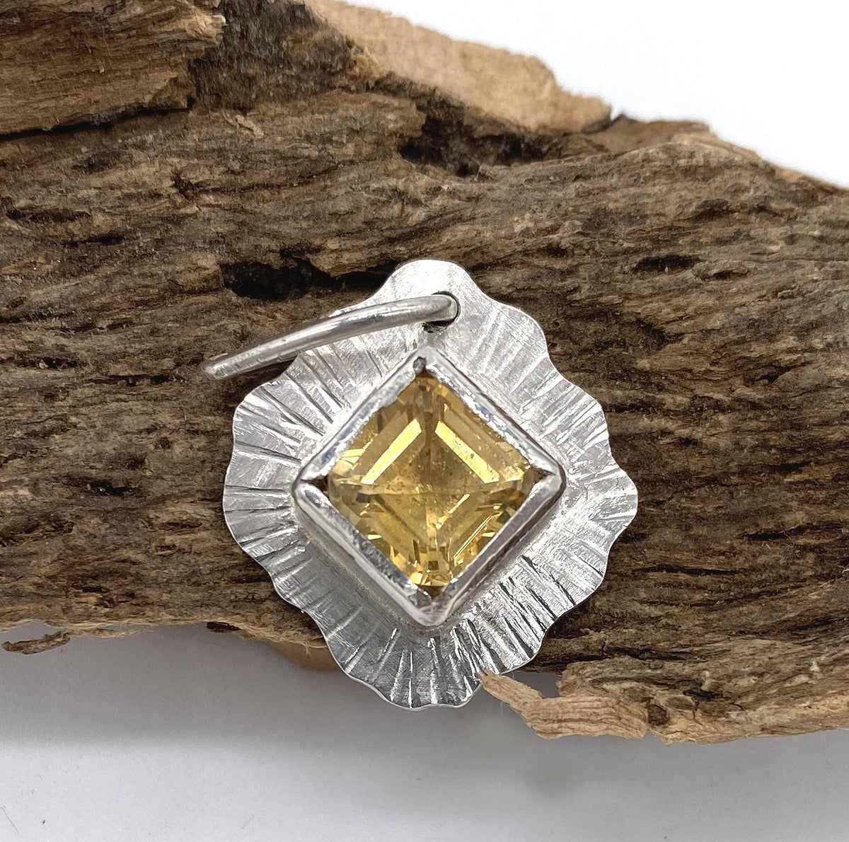 Citrine Sterling Silver Pendant Handmade: Ethically Sourced Natural Citrine
