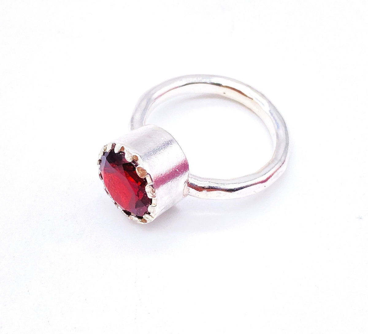 Garnet Sterling Silver Ring: Handmade Natural Gemstone Ring