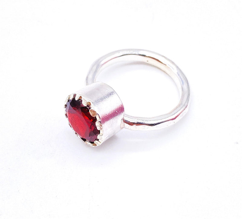 Garnet Sterling Silver Ring: Handmade Natural Gemstone Ring