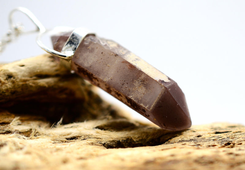 Lithium Quartz DT Phantom Silver Pendant