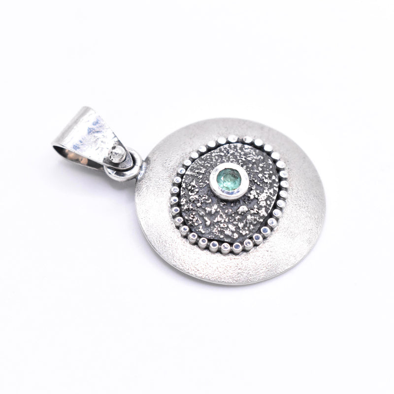 Sterling Silver Emerald Pendant: Handmade Natural Gemstone Jewellery