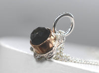 Blue Tourmaline Silver & Gold Pendant ~ Handmade Jewellery