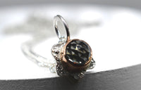 Blue Tourmaline Silver & Gold Pendant ~ Handmade Jewellery