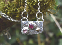 Handmade Ruby and Pink Sapphire Silver & Gold Necklace: Natural Gemstone Jewellery