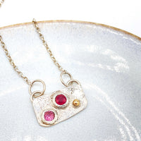 Handmade Ruby and Pink Sapphire Silver & Gold Necklace: Natural Gemstone Jewellery