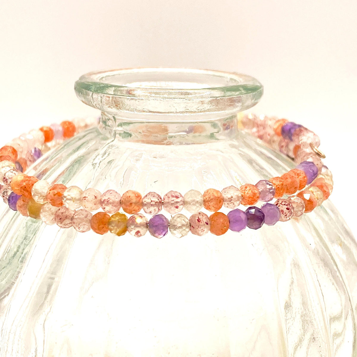 Mixed Natural Quartz Bracelet: Clear, Amethyst, Carnelian & Harlequin