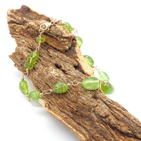 Handmade Gold Peridot Bracelet: Natural Peridot on 9ct Gold