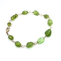 Handmade Gold Peridot Bracelet: Natural Peridot on 9ct Gold