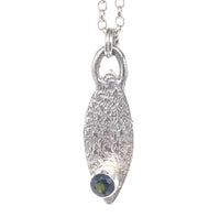 Handmade Chrome Diopside Pendant: Textured Silver Natural Gemstone Jewellery