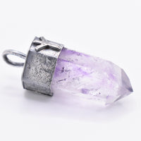 Handmade Brandberg Enhydro Quartz Crystal Blackened Sterling Silver Algiz Rune Pendant