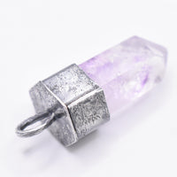 Handmade Brandberg Enhydro Quartz Crystal Blackened Sterling Silver Algiz Rune Pendant