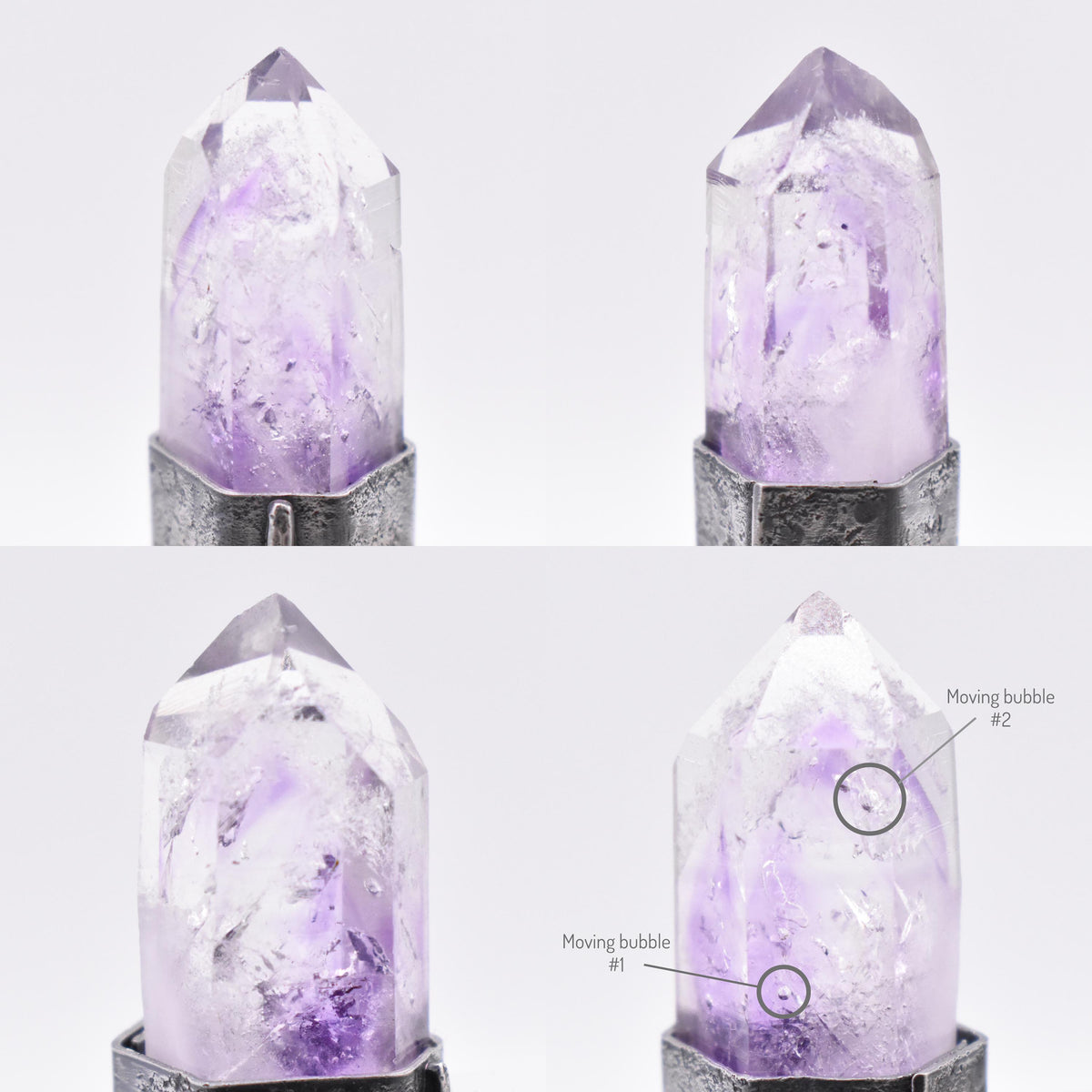 Handmade Brandberg Enhydro Quartz Crystal Blackened Sterling Silver Algiz Rune Pendant