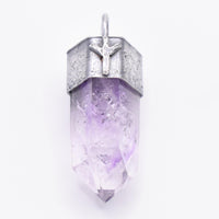 Handmade Brandberg Enhydro Quartz Crystal Blackened Sterling Silver Algiz Rune Pendant