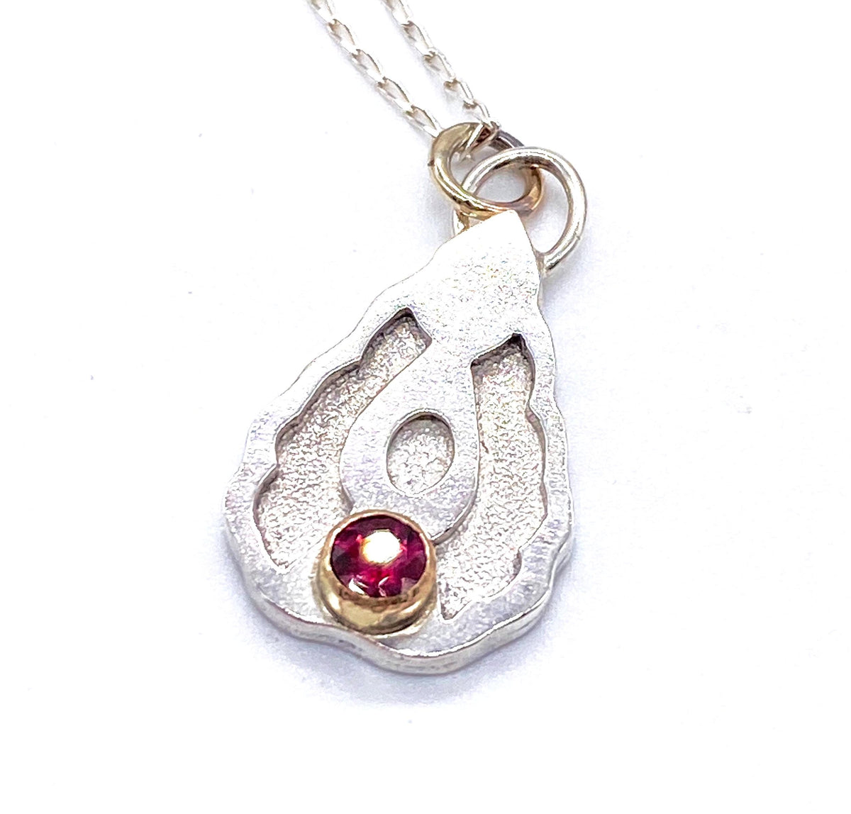 Pink Tourmaline Gold & Sterling Silver Art Nouveau Pendant: Handmade Natural Gemstone Jewellery