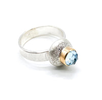 Sky Blue Topaz Sterling Silver and Gold Ring: Handmade Natural Gemstone Jewellery