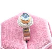 Sky Blue Topaz Sterling Silver and Gold Ring: Handmade Natural Gemstone Jewellery