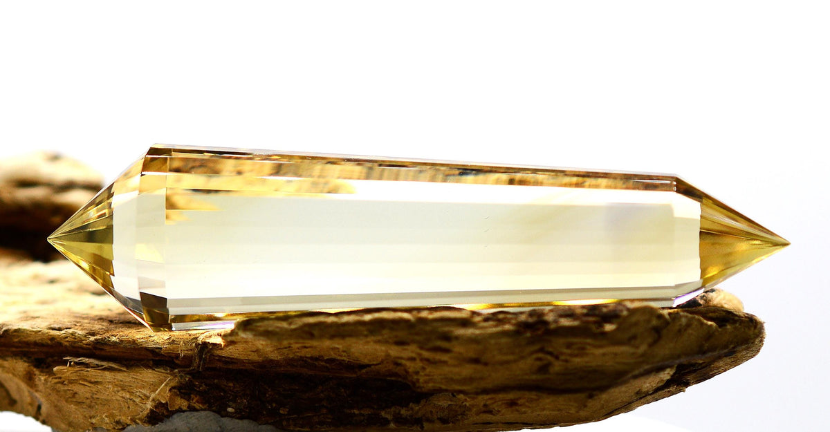 24-Sided Flawless Natural Citrine Vogel Wand: Ethically Mined Hand-Cut Vogel