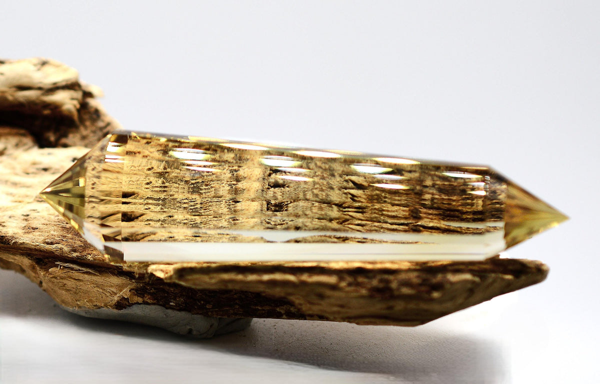 24-Sided Flawless Natural Citrine Vogel Wand: Ethically Mined Hand-Cut Vogel