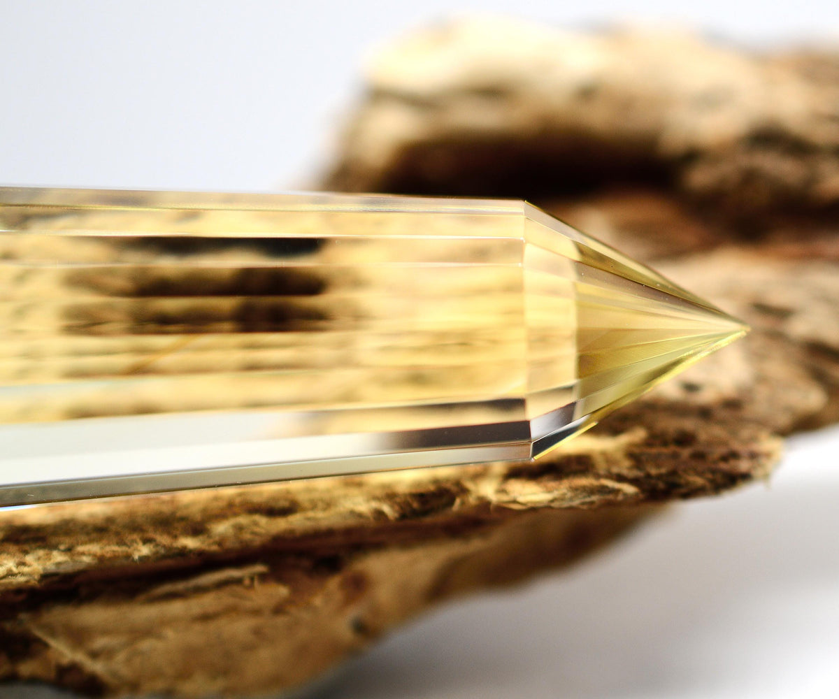 24-Sided Flawless Natural Citrine Vogel Wand: Ethically Mined Hand-Cut Vogel