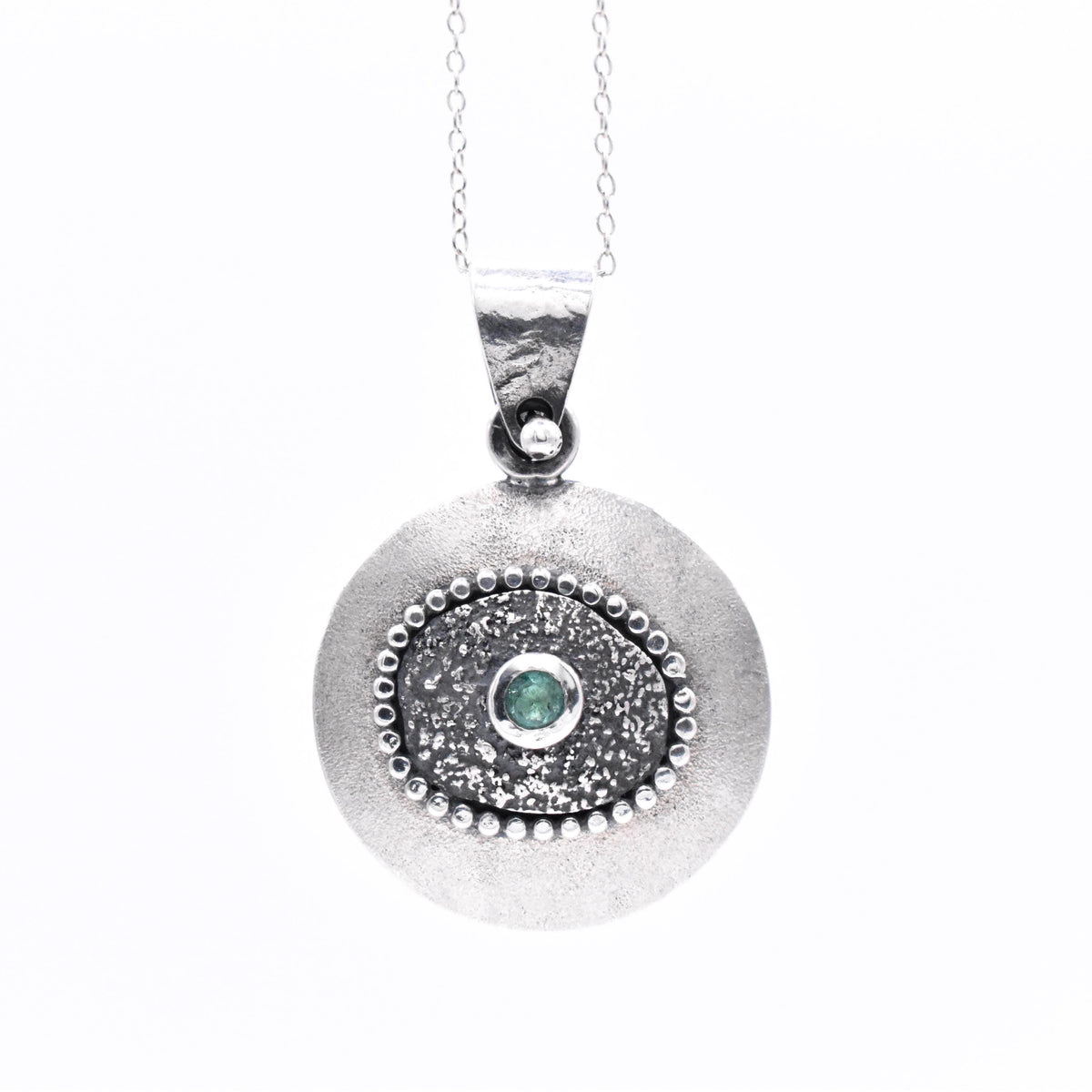 Sterling Silver Emerald Pendant: Handmade Natural Gemstone Jewellery