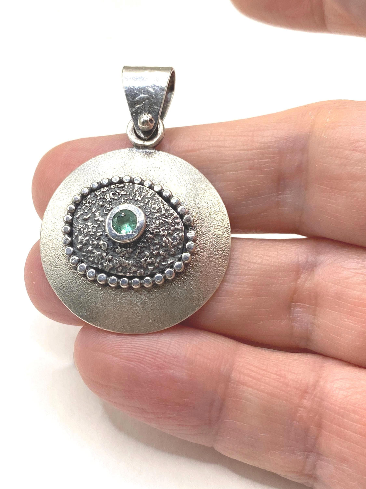 Sterling Silver Emerald Pendant: Handmade Natural Gemstone Jewellery