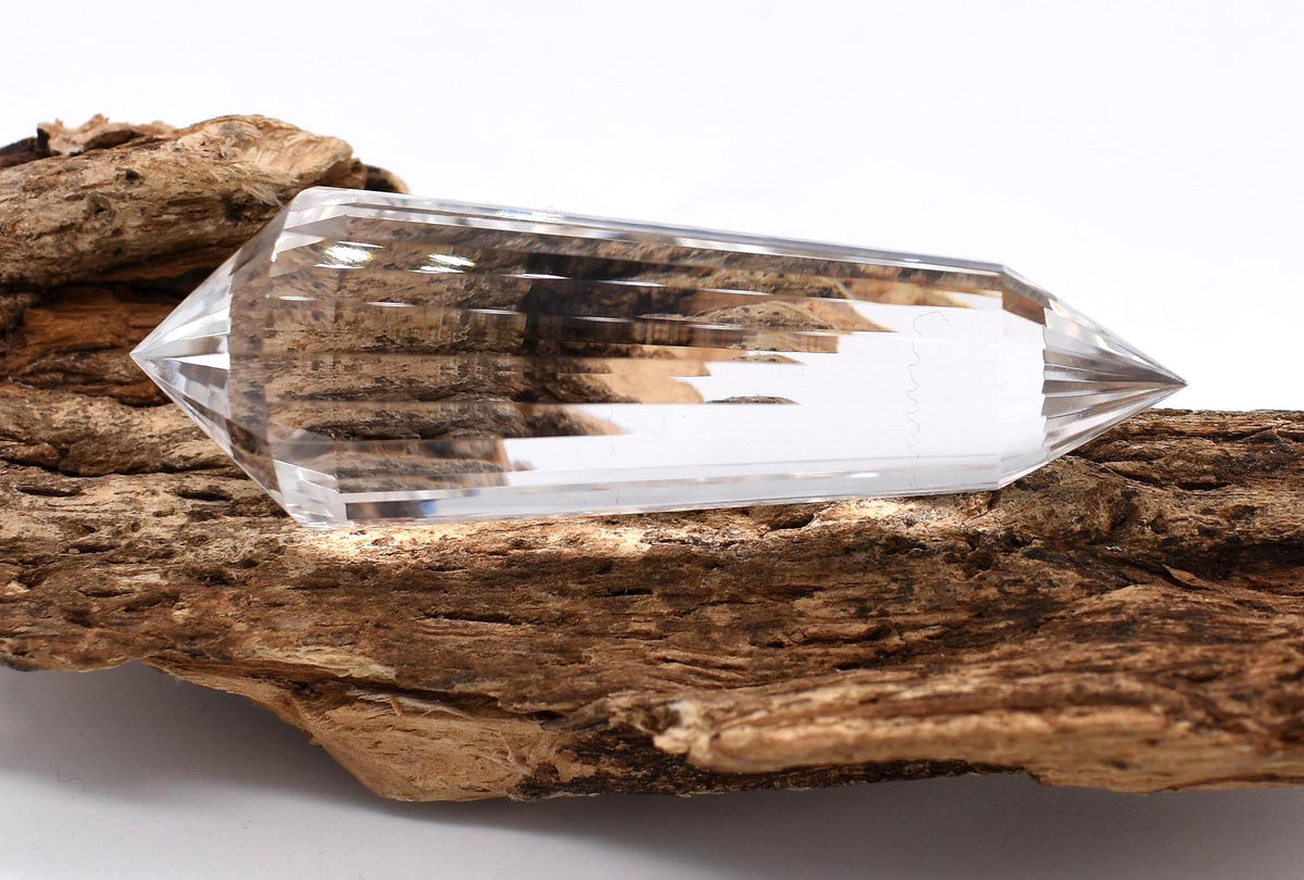 24 Sided Flawless Himalayan Quartz Vogel Wand: Ethically Hand-Mined Natural Crystal