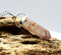 Lithium Quartz Phantom Silver Pendant: Ethically Mined Natural Crystal