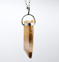 Lithium Quartz Phantom Silver Pendant: Ethically Mined Natural Crystal for Calm
