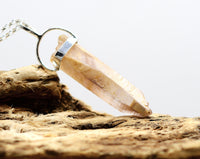 Lithium Quartz Phantom Silver Pendant: Ethically Mined Natural Crystal for Calm