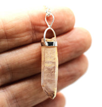 Lithium Quartz Phantom Silver Pendant: Ethically Mined Natural Crystal for Calm