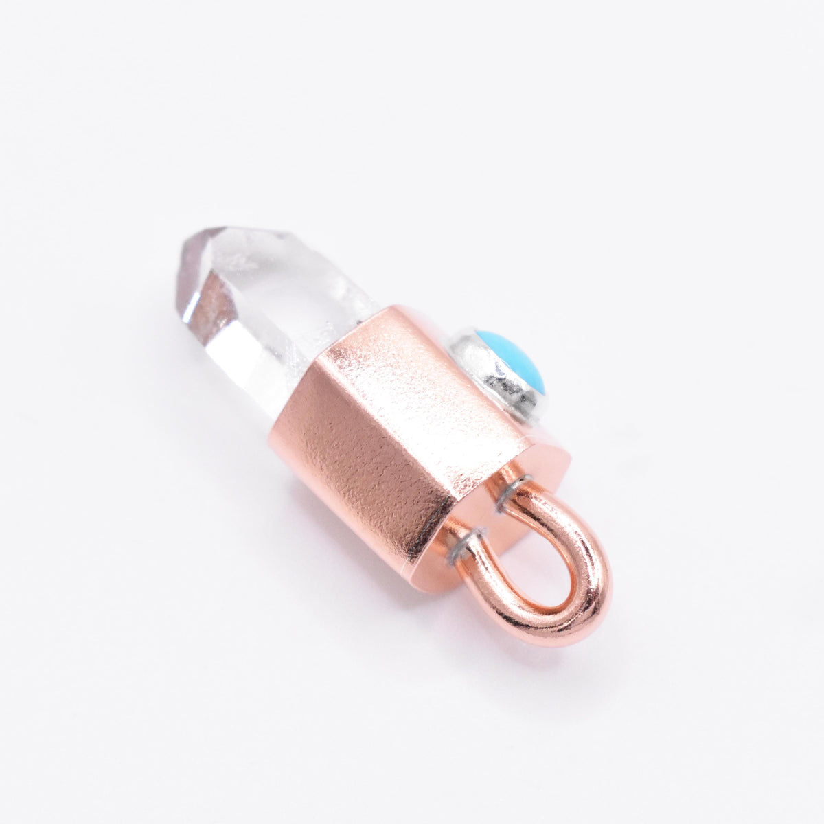 Handmade Himalayan Quartz and Turquoise Copper and Silver Crystal Pendant