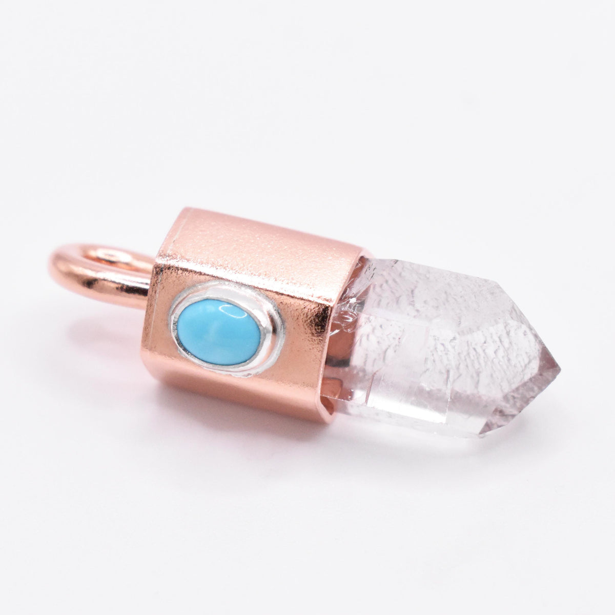 Handmade Himalayan Quartz and Turquoise Copper and Silver Crystal Pendant