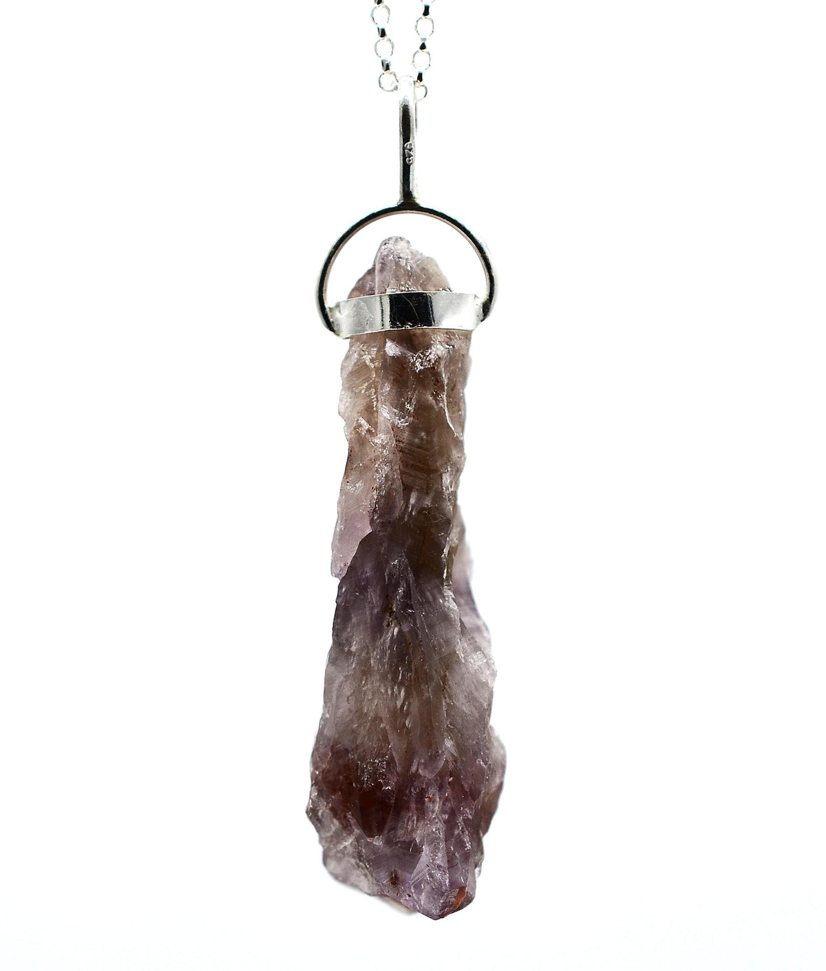 Raw Super 7 Silver Pendant: Ethically Mined Natural Crystal
