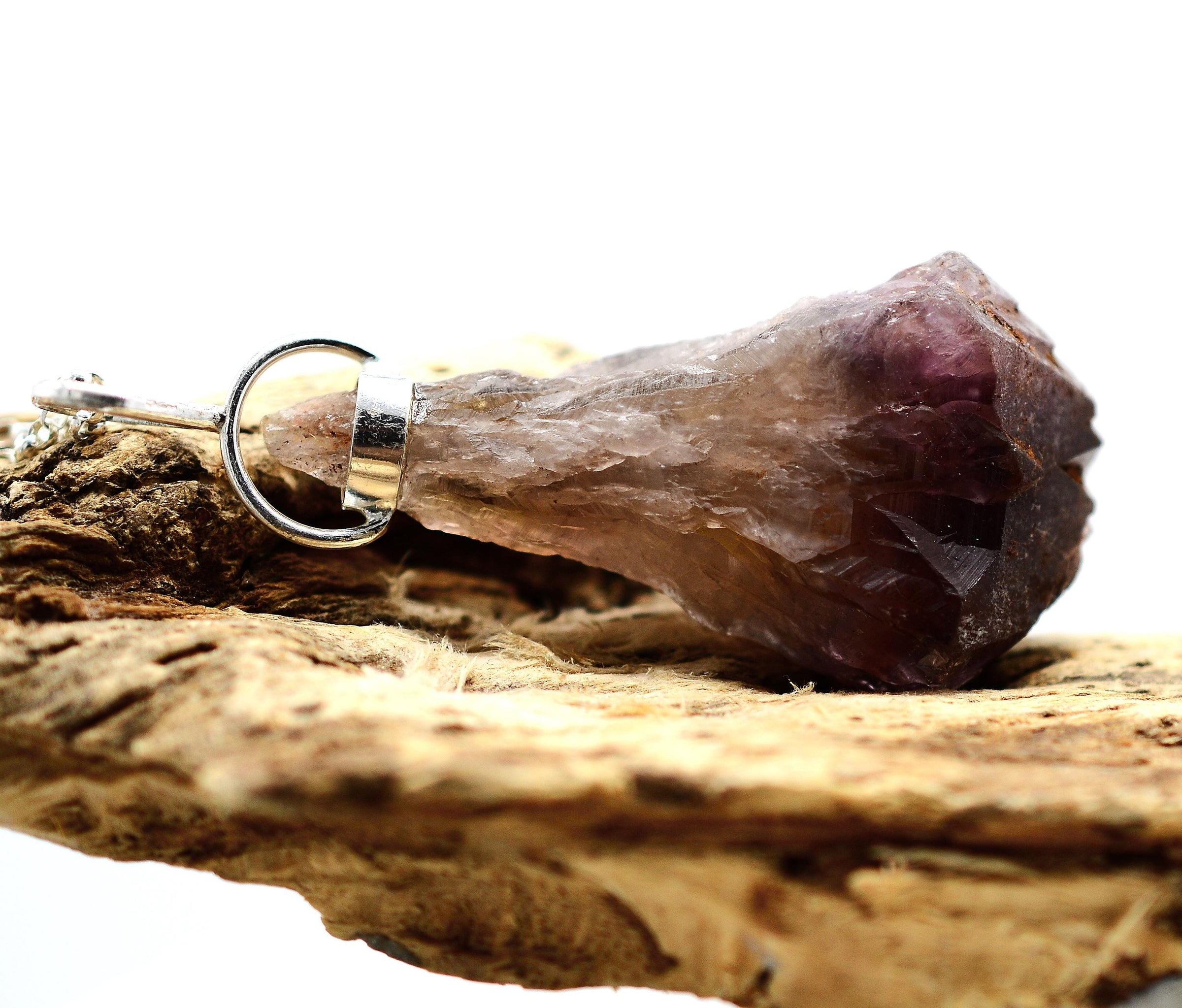 Raw Super 7 Silver Pendant: Ethically Mined Natural Crystal