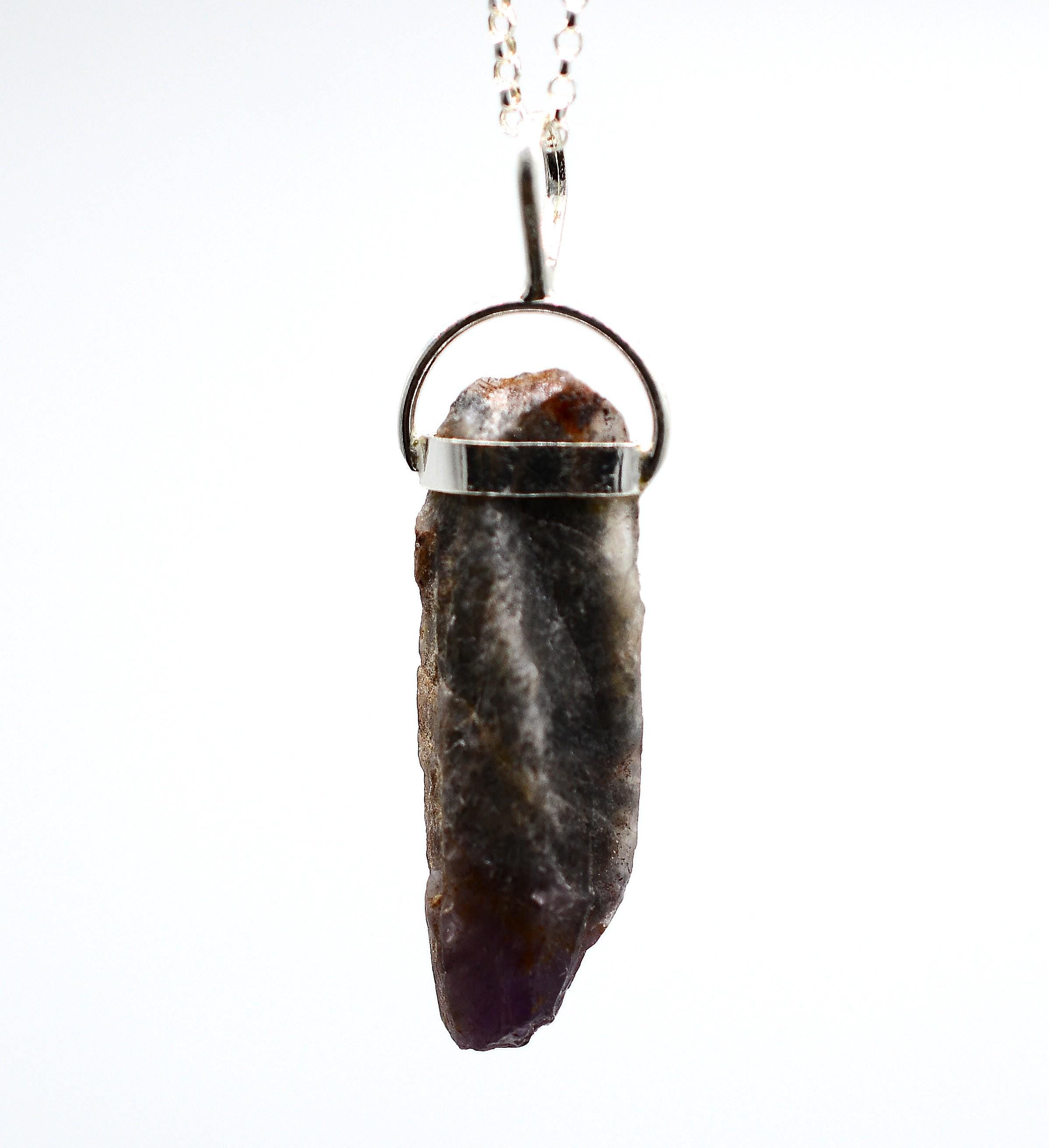 Raw Super 7 Silver Pendant: Ethically Mined Natural Crystal