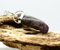Raw Super 7 Silver Pendant: Ethically Mined Natural Crystal