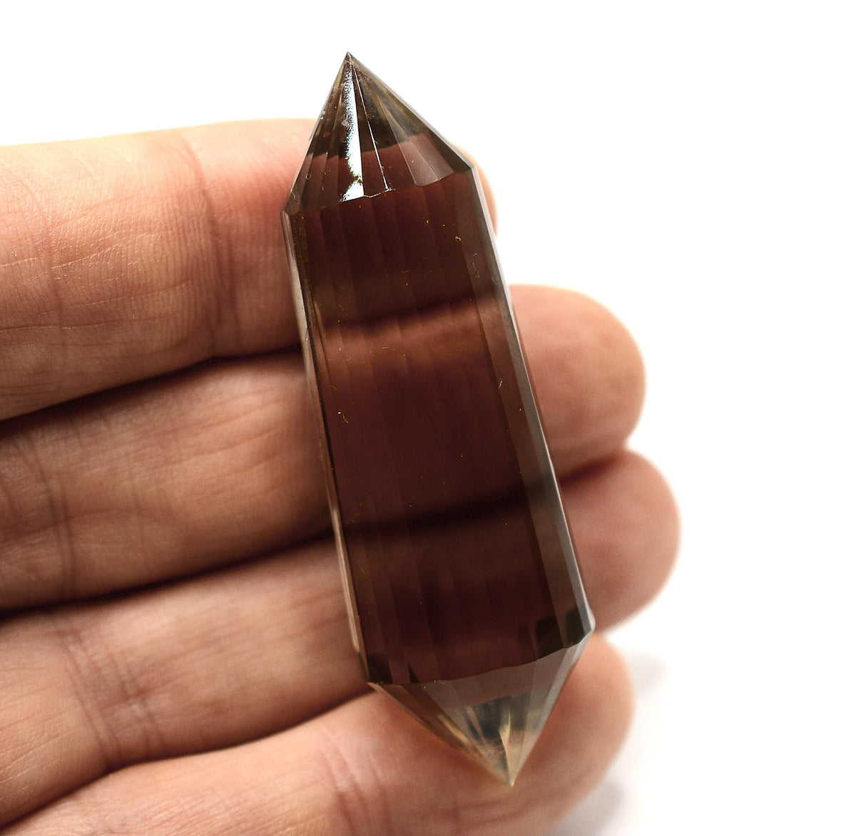24-Sided Himalayan Smoky Quartz Vogel Wand: Ethically Hand Mined Crystal