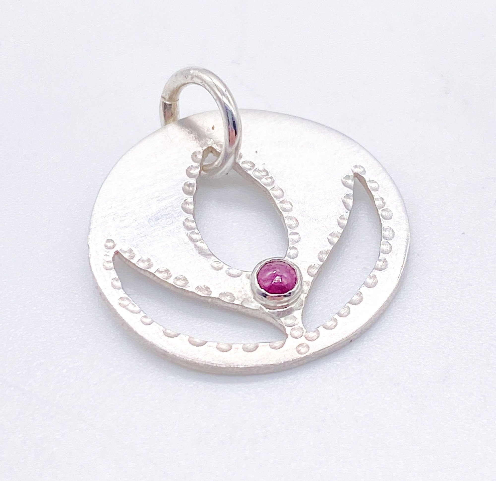 Ruby Lotus Pendant Handmade in Sterling Silver: Handmade Natural Gemstone Jewellery