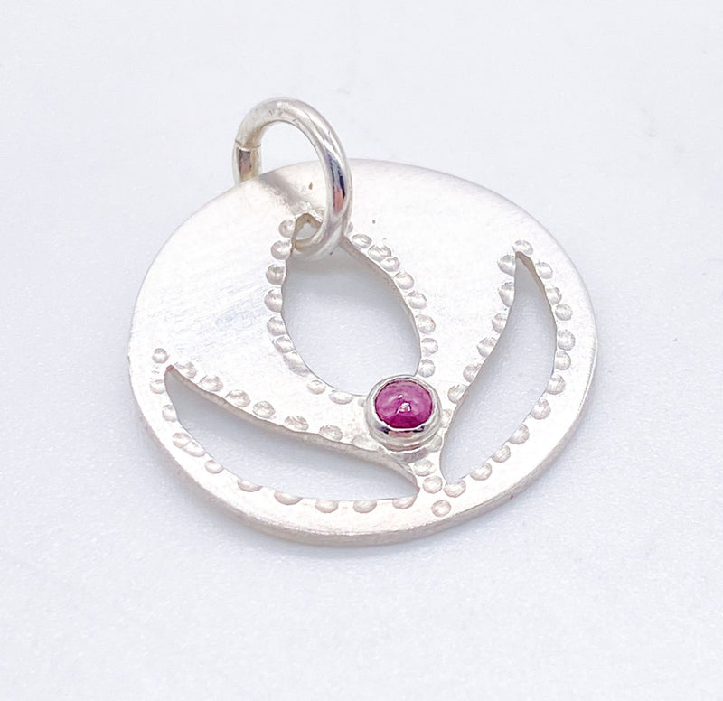 Ruby Lotus Pendant Handmade in Sterling Silver: Handmade Natural Gemstone Jewellery